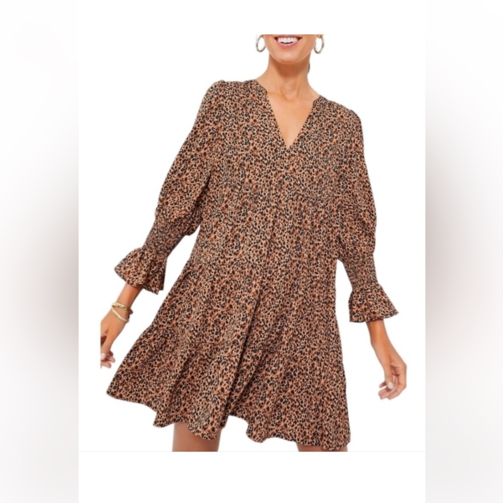 Pomander Place Tuckernuck Leopard Kenzo Mini Dress S Tiered Empire Waist NWOT